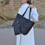 Zeta Cork Vegan Tote Bag | Black