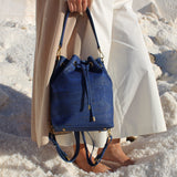 Gamma Handcrafted Cork Vegan Bucket Backpack | Navy