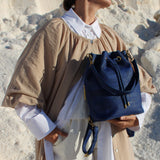 Gamma Handcrafted Cork Vegan Bucket Backpack | Navy