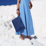 Delta Handcrafted Cork Vegan Large Clutch Pouch | Navy