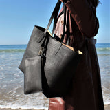 Zeta Cork Vegan Tote Bag | Black