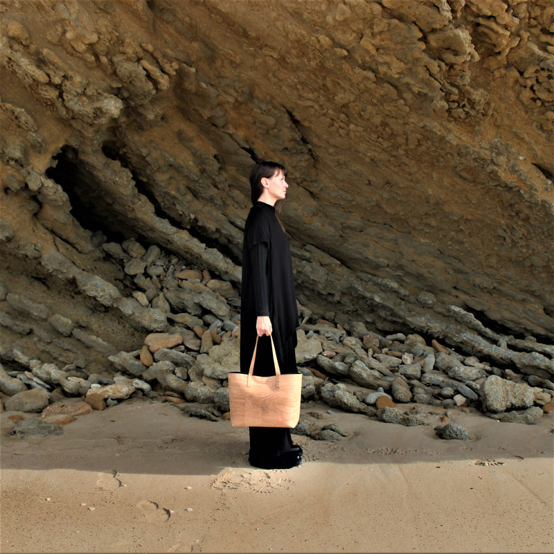 Zeta Cork Vegan Tote Bag | Beige