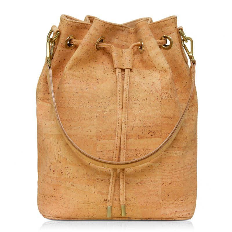 Gamma Handcrafted Cork Vegan Bucket Backpack | Beige