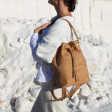 Gamma Handcrafted Cork Vegan Bucket Backpack | Beige