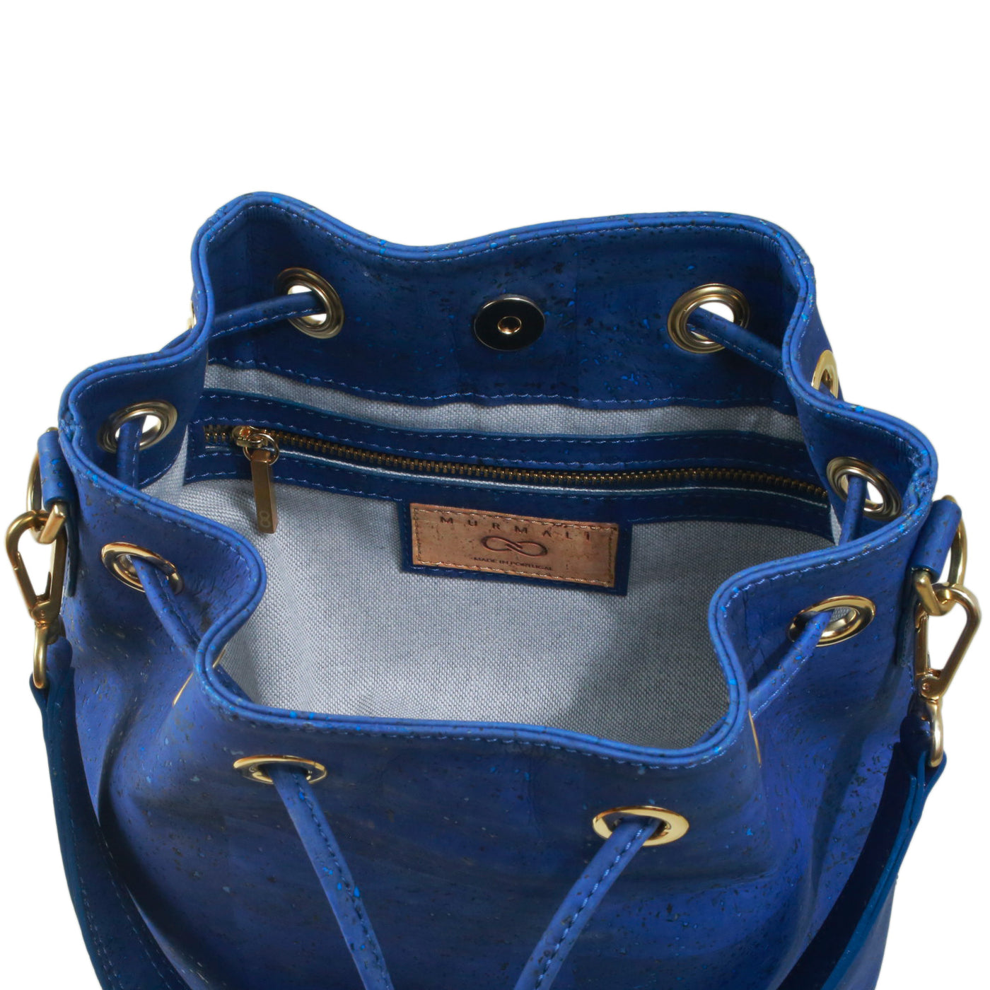 CnC Custome National Navy Blue Suede Leather drawstring bucket bag Backpack PEBBLE LARGE BUCKET BAG NAVY - Vegan Leather Drawstring  main image 3