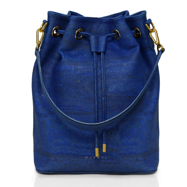 Gamma Handcrafted Cork Vegan Bucket Backpack | Navy