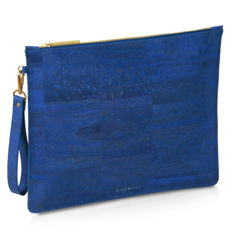 Delta Handcrafted Cork Vegan Large Clutch Pouch | Navy
