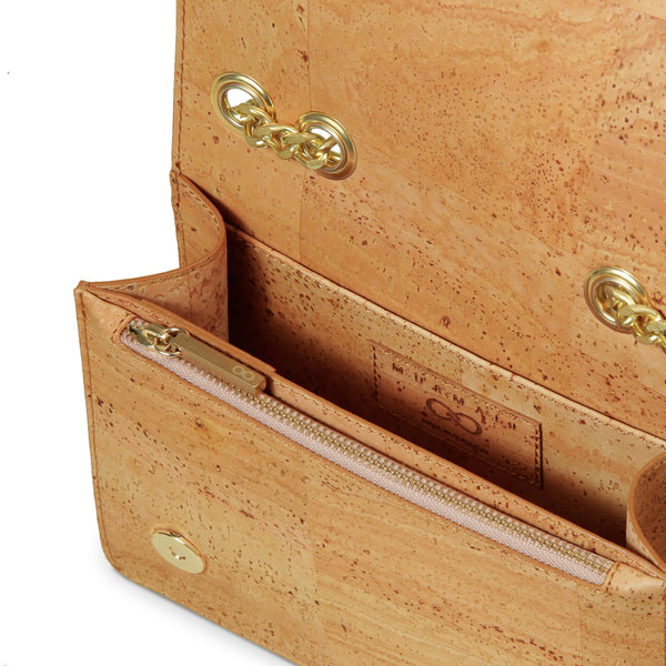 Alpha Handcrafted Cork Vegan Crossbody Bag | Beige