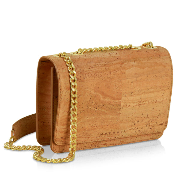 Alpha Handcrafted Cork Vegan Crossbody Bag | Beige